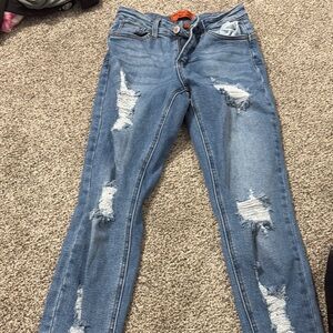 Distressed Blue Jeans